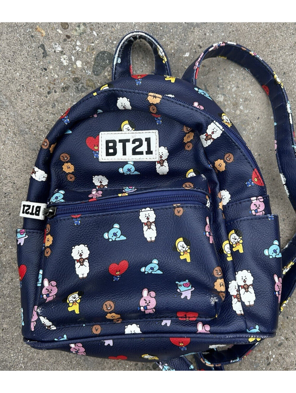 BT21 Mini Backpack Line Friends Women’s Blue Allover Printed Adjustable Straps - Picture 5 of 6